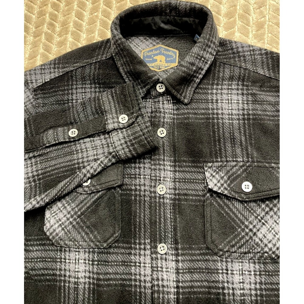 Freedom Foundry Mens Sz M Gray‎ Long Sleeve Casual Button Up Flannel Shirt